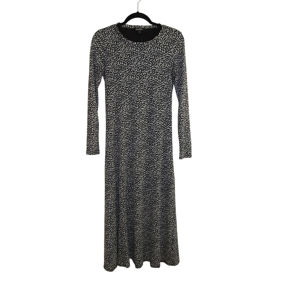 Express Dress Women's S Black & White Maxi Long Sleeve